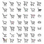 Shopping cart icons set of 42 pictures for website