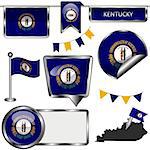 Vector glossy icons of flag of state Kentucky on white