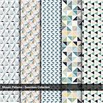 Mosaic colorful repeating patterns - seamless vector collection.