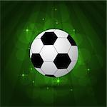 soccer balls on shiny green background, pitch. vector illustration
