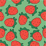 Seamless background with red strawberry, vector illustration