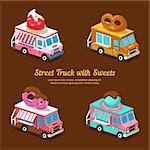 Sweets Food Truck, sweet isometric vector illustration