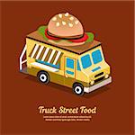 Mobile food Van, Food Truck vector illustration