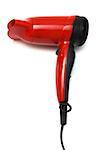 beautiful red hair dryer on a white background