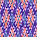 Seamless rhombic vector colorful pattern mainly in blue, coral and violet colors