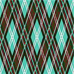 Seamless rhombic vector contrast colorful pattern mainly in turquoise, red and white colors