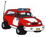 Hand drawing of a funny big terrain fire patrol station wagon - not a real model