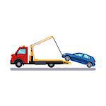 Car and Transportation Towing. Flat Vector Illustration