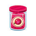 Gooseberry Jam  In Transparent Jar Isolated Flat Vector Icon On White Backgroung In Simplified Manner
