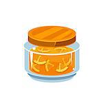 Orange Jam  In Transparent Jar Isolated Flat Vector Icon On White Backgroung In Simplified Manner