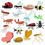Insects icon set. Flat design Vector Illustration