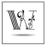 W. Letter W with leaves. Vector illustration