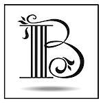 B. Letter B with leaves. Vector illustration