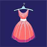 Beautiful illustration of fashionable dress on a blue background