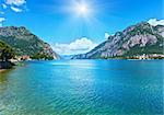 Lake Como (Italy) summer sunshine view from shore.