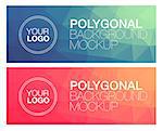 Horizontal colorful vibrant modern polygonal banner mock ups