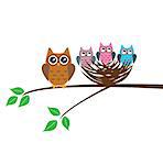 vector illustration of a card for mother's  with owls