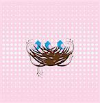 vector illustratiob of a bird nest with swirls