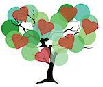 vector illustration of a tree with circles and hearts