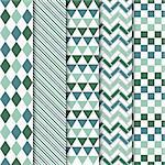 Set of vector geometric seamless patterns. Decorative tile texture.