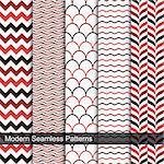 Set of vector geometric decorative patterns - seamless backgrounds.