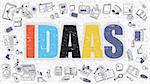 IDAAS -  Identity as a Service - Concept. Idaas Drawn on White Wall. Idaas in Multicolor. Modern Style Illustration. Doodle Design Style of IDAAS. Line Style Illustration. White Brick Wall.