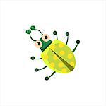 Beetle From Above Childish Character Isolated Flat Colorful Vector Icon On White Background