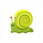 Happy Snail Childish Character Isolated Flat Colorful Vector Icon On White Background