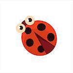 Ladybug From The Top Childish Character Isolated Flat Colorful Vector Icon On White Background