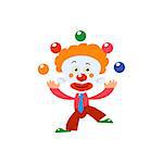 Clown Juggling Simplified Isolated Flat Vector Drawing In Cartoon Manner