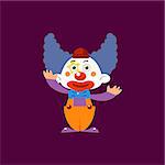 Clown Greeting Simplified Isolated Flat Vector Drawing In Cartoon Manner
