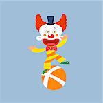 Clown Balancing On One Leg Simplified Isolated Flat Vector Drawing In Cartoon Manner