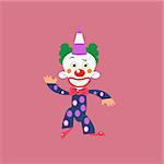 Smiling Clown Greeting Simplified Isolated Flat Vector Drawing In Cartoon Manner