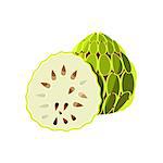 Soursop Flat Vector Sticker Simplified Design Isolated On White Backgroung