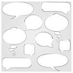 Set frames with stroke executed in watercolor for a chat and comments, vector illustration.