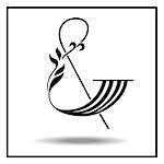 Black and white sign ampersand with leaves. Vector illustration