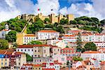 Lisbon, Portugal skyline at Sao Jorge Castle in the day.