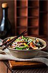 Delicious asian rice noodles with vegetables (wok)