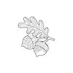 Acorns And Leaf Hand Drawn Vector Design Zentangle Print For Coloring Book