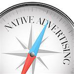 detailed illustration of a compass with Native Advertising text, eps10 vector