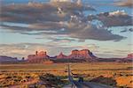 Road leading to Monument Valley in Arizona, America