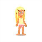 Little Girl In Underwear Flat Isolated Vector Image In Cartoon Style On White Background