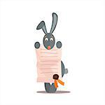 Rabbit Holding Diploma Funny Childish Colorful Flat Vector Illustration On White Background