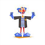 Circus Blue Clown Performing Graphic Flat Vector Design Isolated Illustration On White Background