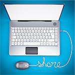 3D  rendering of Laptop computer mouse with wire word share