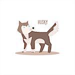 Husky Drawing For Arctic Animals Collection Of Flat Vector Illustration In Creative Style On White Background