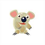 Smiling Koala Bear Flat Vector Illustration In Primitive Cartoon Style Isolated On White Background