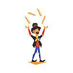 Circus Juggler Performing Graphic Flat Vector Design Isolated Illustration On White Background