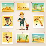 Africa Photographer Surrounded By Photos Cute flat Cartoon Style Vector Design Illustration