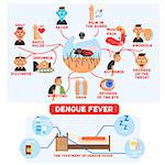 Dengue Fever Infographics Fun Flat Vector Illustration In Simple Cartoon Design With Text